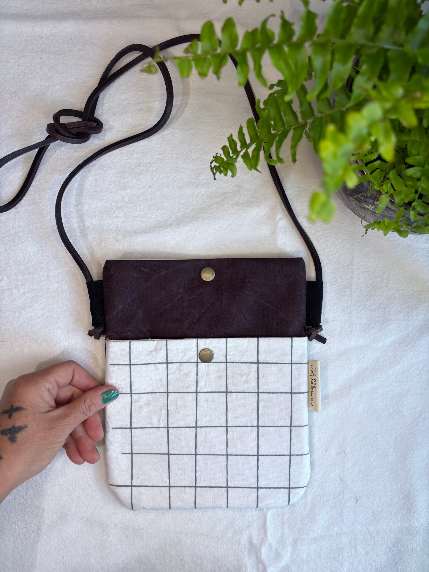 Green Cross Lines - Maroon Oilskin
