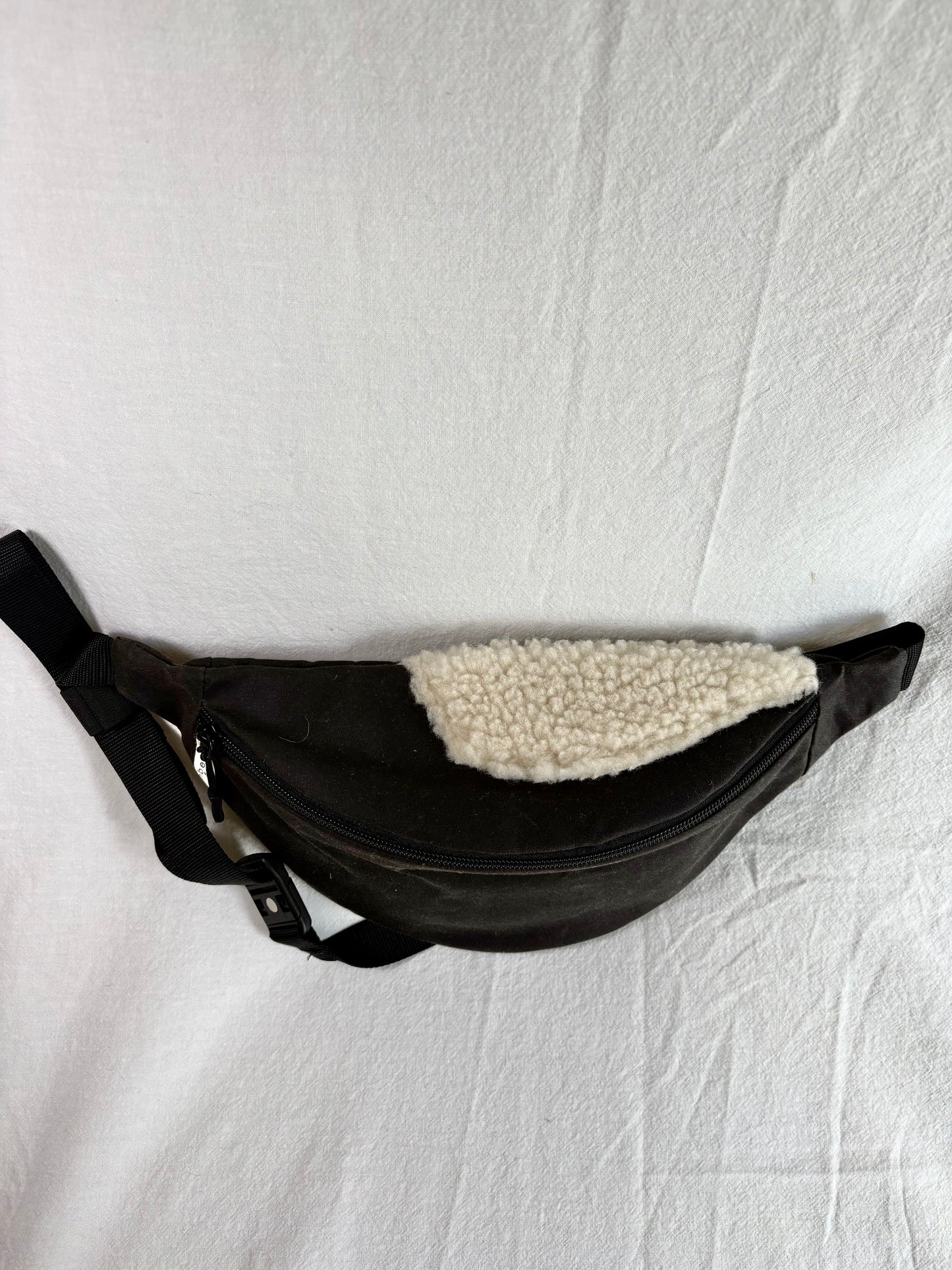 Charcoal OilSkin With 100% Wool Shearing Accent