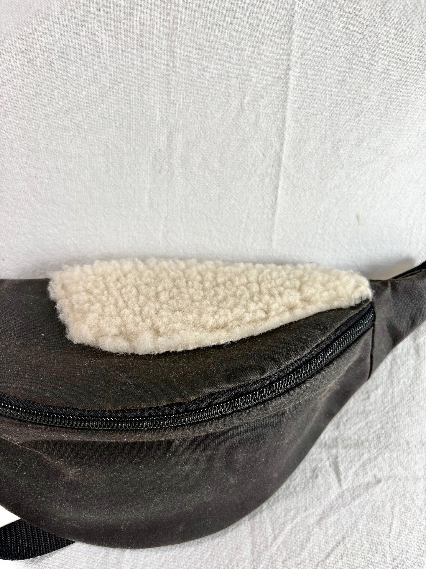 Charcoal OilSkin With 100% Wool Shearing Accent