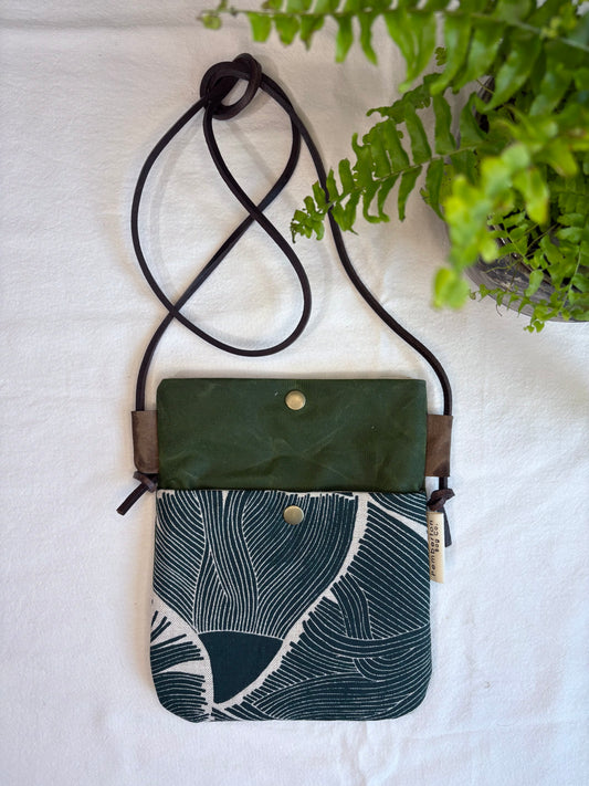 Aqua Gumnut Blossoms - Green Oilskin