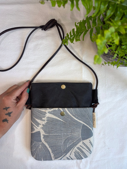 Light Blue Gumnut Blossoms - Charcoal Oilskin