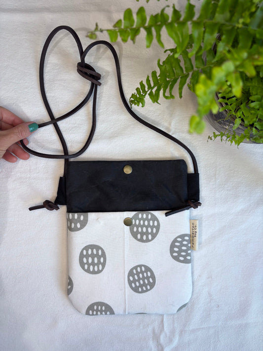 Grey Dots on White - Charcoal Oilskin