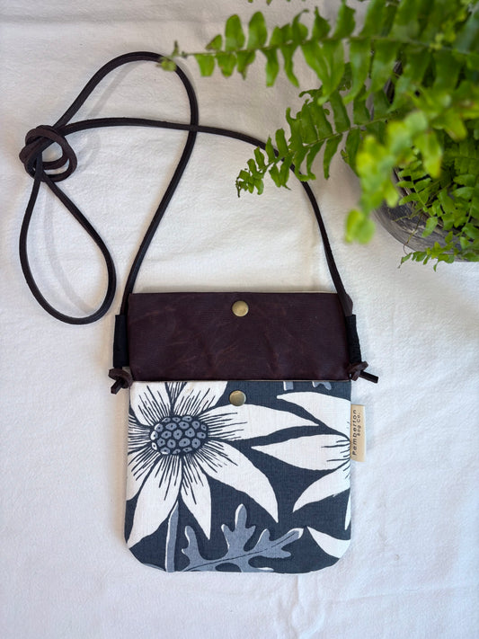 Blue Paper Daisies  - Maroon Oilskin