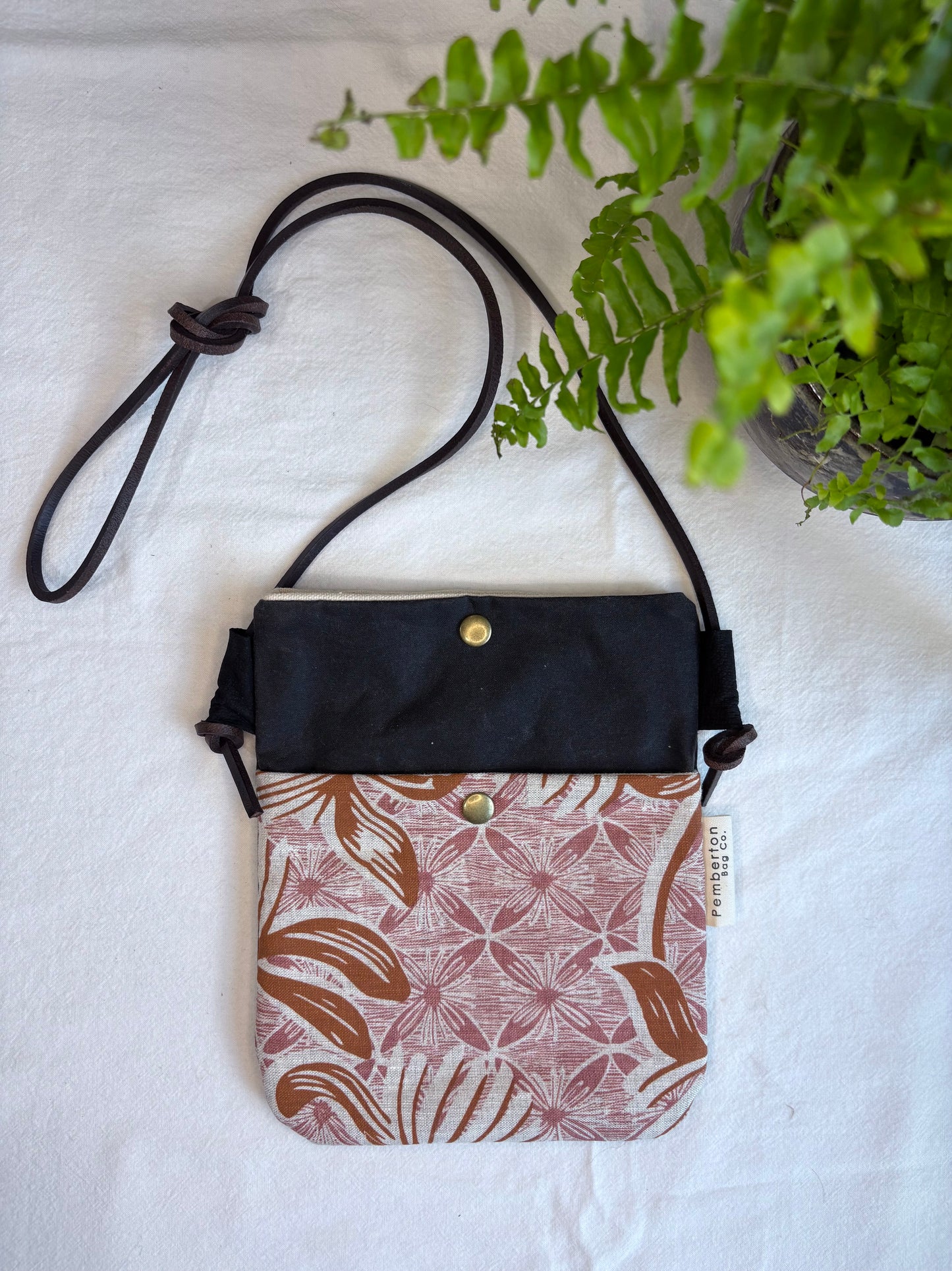 Pink Flowers - Charcoal Oilskin