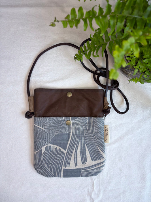Light Blue Gumnut Blossoms - Brown Oilskin