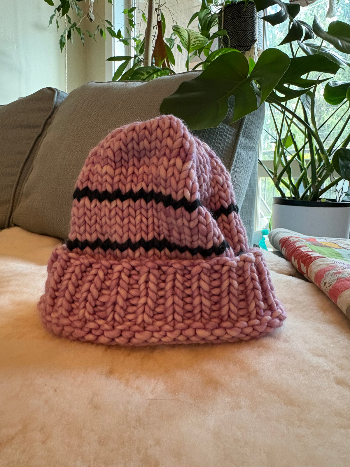 Pink with 2 Dark Blue Strips
