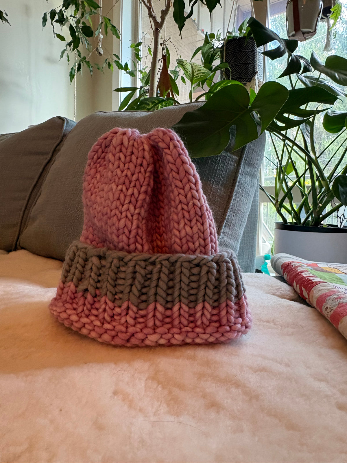 Pink with Wide Grey Strip